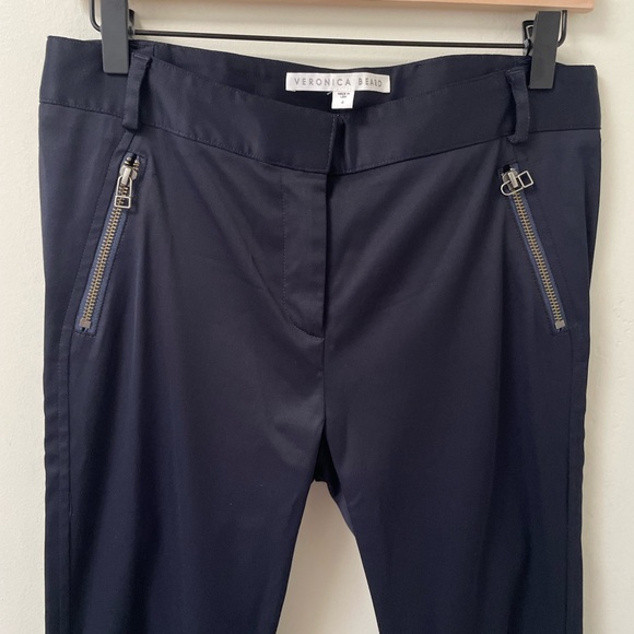 Veronica Beard Ash Dark Navy Blue Zipper Seamed Skinny Pants - Picture 4 of 8